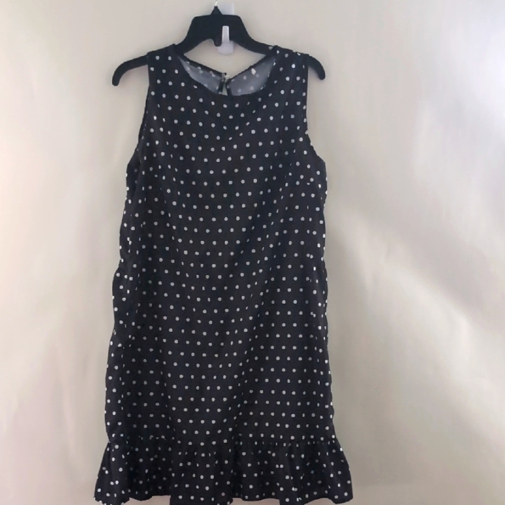 Polka Dot Sleeveless Dress - Black and White Ruffle Size XL